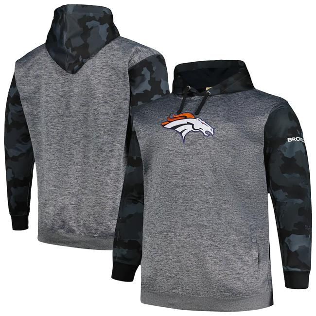 Men's Denver Broncos Heather Charcoal Big & Tall Camo Pullover Hoodie